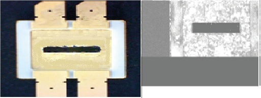 Eutectic package (left) with Sonoscan inspection results (right)  